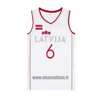 Maillot Latvija Kristaps Porzingis No 6 Blanc