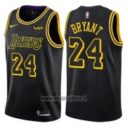 Maillot Los Angeles Lakers Kobe Bryant No 24 Ville 2017-18 Noir