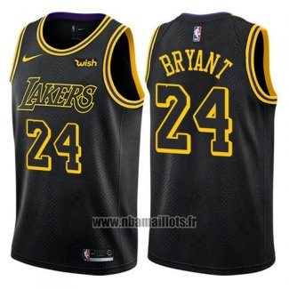 Maillot Los Angeles Lakers Kobe Bryant No 24 Ville 2017-18 Noir