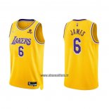 Maillot Los Angeles Lakers LeBron James NO 6 75th Anniversary 2021-22 Jaune