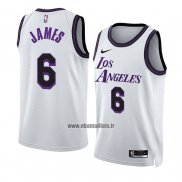 Maillot Los Angeles Lakers LeBron James NO 6 Ville 2022-23 Blanc