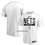 Maillot Manche Courte Brooklyn Nets Practice Performance 2022-23 Blanc