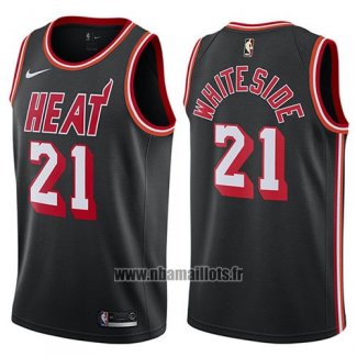 Maillot Miami Heat Hassan Whiteside No 21 Classic 2017-18 Noir