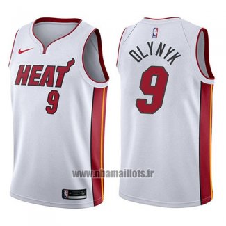 Maillot Miami Heat Kelly Olynyk No 9 Association 2017-18 Blanc