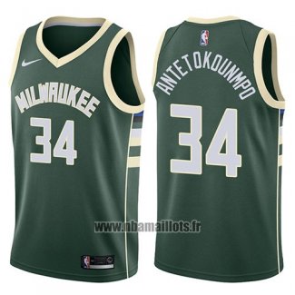 Maillot Milwaukee Bucks Giannis Antetokounmpo No 34 2017-18 Vert