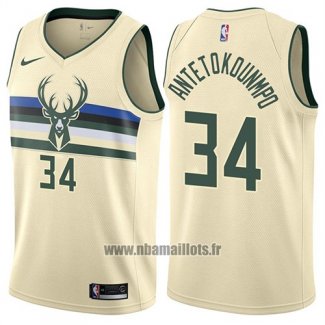 Maillot Milwaukee Bucks Giannis Antetokounmpo No 34 Ville Crema