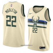 Maillot Milwaukee Bucks Khris Middleton No 22 Ville 2018 Crema