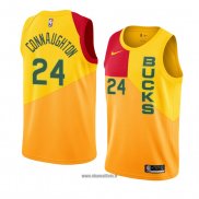 Maillot Milwaukee Bucks Pat Connaughton No 24 Ville 2018-19 Jaune