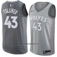 Maillot Minnesota Timberwolves Anthony Tolliver No 43 Ville 2017-18 Gris