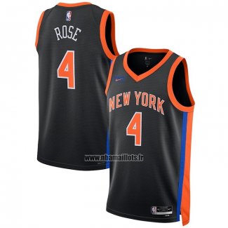 Maillot New York Knicks Derrick Rose NO 4 Ville 2022-23 Noir