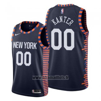 Maillot New York Knicks Enes Kanter No 00 Ville 2019 Bleu