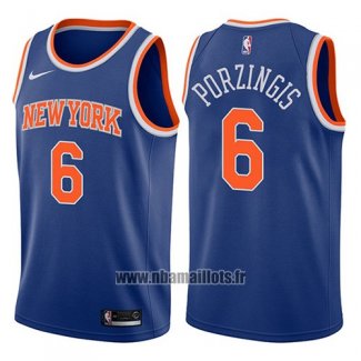 Maillot New York Knicks Kristaps Porzingis No 6 2017-18 Bleu