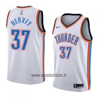 Maillot Oklahoma City Thunder Kevin Hervey No 37 Association 2018 Blanc