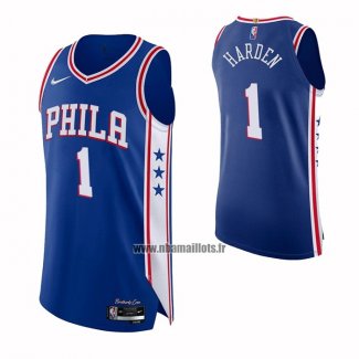 Maillot Philadelphia 76ers James Harden NO 1 Icon 2021-2022 Authentique Bleu