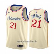 Maillot Philadelphia 76ers Joel Embiid No 21 Ville 2019-20 Cream