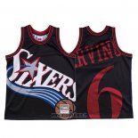 Maillot Philadelphia 76ers Julius Erving NO 6 Mitchell & Ness Big Face Noir