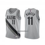 Maillot Portland Trail Blazers Enes Kanter No 11 Earned 2020-21 Gris