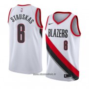 Maillot Portland Trail Blazers Nik Stauskas No 6 Association 2018 Blanc