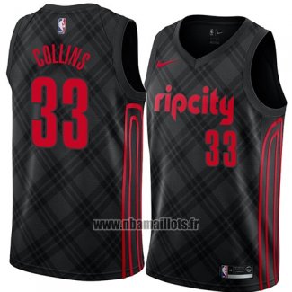 Maillot Portland Trail Blazers Zach Collins No 33 Ville 2018 Noir