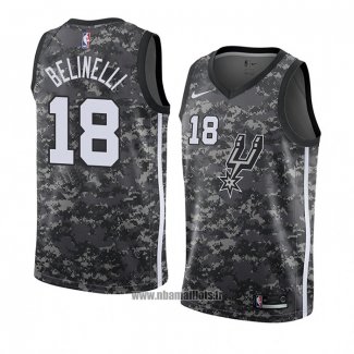 Maillot San Antonio Spurs Marco Belinelli No 18 Ville 2018 Gris