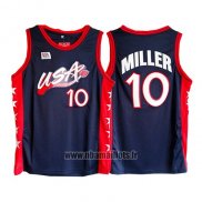 Maillot USA 1996 Reggie Miller No 10 Noir