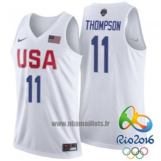 Maillot USA 2016 Klay Thompson No 11 Blanc