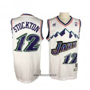 Maillot Utah Jazz John Stockton NO 12 Retro Blanc