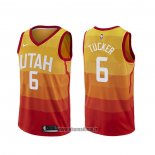 Maillot Utah Jazz Rayjon Tucker NO 6 Ville Orange
