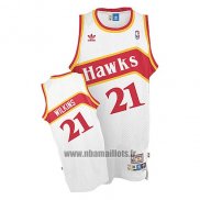 Maillot Atlanta Hawks Dominique Wilkins No 21 Retro Blanc