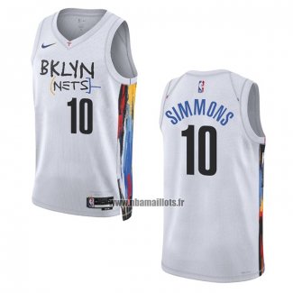 Maillot Brooklyn Nets Ben Simmons NO 10 Ville 2022-23 Blanc