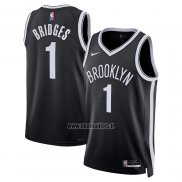 Maillot Brooklyn Nets Mikal Bridges NO 1 Icon 2022-23 Noir