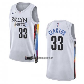 Maillot Brooklyn Nets Nicolas Claxton NO 33 Ville 2022-23 Blanc