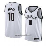 Maillot Brooklyn Nets Theo Pinson No 10 Association 2018 Blanc