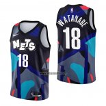 Maillot Brooklyn Nets Yut Watanabe NO 18 Ville 2023-24 Noir