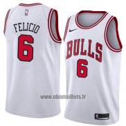 Maillot Chicago Bulls Cristiano Felicio No 6 Association 2018 Blanc