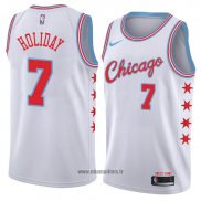 Maillot Chicago Bulls Justin Holiday No 7 Ville 2018 Blanc