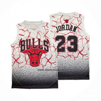 Maillot Chicago Bulls Michael Jordan NO 23 Mitchell & Ness Blanc Rouge