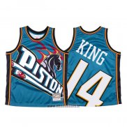 Maillot Detroit Pistons Louis King NO 14 Mitchell & Ness Big Face Bleu