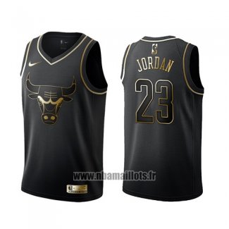 Maillot Golden Edition Chicago Bulls Michael Jordan No 23 Noir