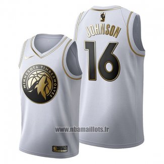 Maillot Golden Edition Minnesota Timberwolves James Johnson No 16 2019-20 Blanc