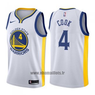 Maillot Golden State Warriors Quinn Cook No 4 Association 2017-18 Blanc