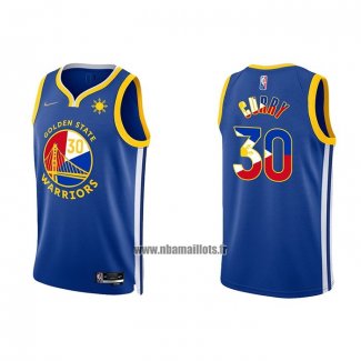 Maillot Golden State Warriors Stephen Curry NO 30 Filipino Bleu