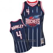 Maillot Houston Rockets Charles Barkley No 4 Retro Bleu
