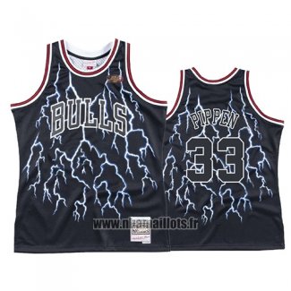 Maillot Lightning Chicago Bulls Scottie Pippen No 33 Noir