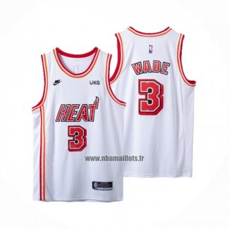 Maillot Miami Heat Dwyane Wade NO 3 Classic 2022-23 Blanc