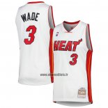 Maillot Miami Heat Dwyane Wade NO 3 Mitchell & Ness 2005-06 Blanc