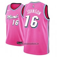 Maillot Miami Heat James Johnson No 16 Earned 2018-19 Rosa