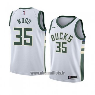 Maillot Milwaukee Bucks Christian Wood No 35 Association 2018 Blanc