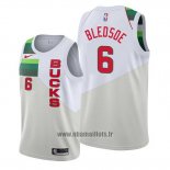 Maillot Milwaukee Bucks Eric Bledsoe No 6 Earned Blanc