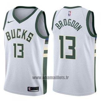 Maillot Milwaukee Bucks Malcolm Brogdon No 13 Swingman Association 2017-18 Blanc